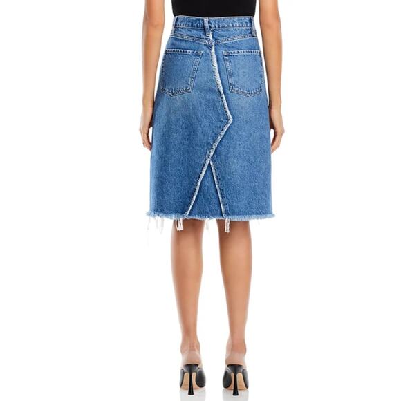 FRAME DENIM WOMENS SIZE 24 DECONSTRUCTED JEAN SKIRT BLUE NEW - Picture 2 of 12